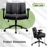 Cross Legged with Flip-Up Armrests Leather, Cross Legged Office on Wheels, Comfy Swivel 94377216