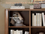 6 Cube Storage Bookcase, 40" Wide Low Horizontal Book Shelf with Curved Edge, Wood Floor Standing W2641P460042