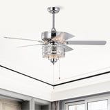 52'' Classical Crystal Ceiling Fan Lamp 5 Reversible Blades for Living Room, Dining Room, Bedroom, W1592P164710