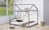 Queen Size Wooden House Bed with Headboard,Gray WF296086AAE
