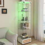 Modern Display Cabinet with Drawer , Quick-assembly Antique Cabinet with LED lights, Tempered W241P268237