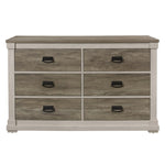 ZUN Beautiful White and Weathered Gray Transitional Style 1pc Dresser of 6 Drawers Antique Handles B011P183392