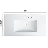 ZUN 36 Inch Bathroom Ceramic Sink Basin, White W1550P168220