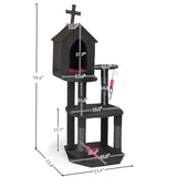 Gothic Cat Tree with Coffin Bed, 57" Cat Tower with Spacious Cat Condo, Scratching Posts, Hanging 12254559