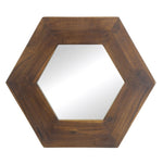 ZUN 18.5" x 18.5" Hexagon Mirror with Solid Wood Frame, Wall Decor for Living Room Bathroom Hallway, W2078133975