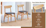 Cozy Natural Wood Color Rubberwood Dining Chair Set - 2 Pieces, Solid Wood and Rattan-Style Design, W1512P355738
