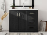 30'' Bathroom Vanity with Ceramic Sink Combo, Solid Wood Frame Bathroom Storage Cabinet, N710P191947B