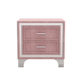 Mid Century Vintage Nightstand with Metal Legs for Bedroom, Velvet Bedside Table with 2 Drawers, N733P183659H