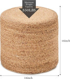 Round Pouf Ottoman Natural Seagrass Pouf Footrest, Foot Stool for Bedroom Living Room Accent 47345552