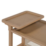 Modern 2 Piece Nesting Rattan Wood MDF Coffee Table Set in Natural N735P176285D