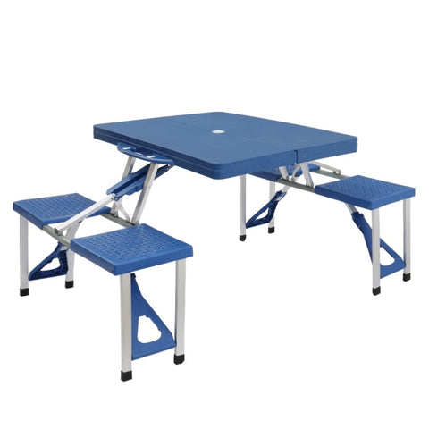 ZUN Siamese Folding Tables and Chairs-Plastic PS Thickening 64000523