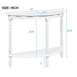 ZUN 42'' Retro Circular Curved Half-Moon Console Table with Cloud Design Top and Open Shelf Solid Wood W1202P155405