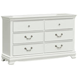 ZUN Classic Traditional Style Dresser of 6x Drawers White Finish Bedroom Antique Handles Wooden B01182191