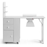 White MDF Folding Nail Desk with 2 Drawers, Cabinet Door & Storage Shelf 24303775