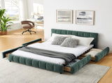 Queen Size Upholstered Bed ,comfortable upholstered bed frame, Chenille fabric, with headboard and W487P235285