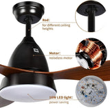 ZUN 52-inch Ceiling Fan with LED Light and Remote Control, 3-Speed Modes, 2 Rotating Modes, Timer W1134P230322