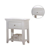 ZUN 1 Drawer and Open Bottom Shelf Wooden Nightstand in White Finish B016P253591