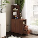 End Table with Drawers, Corner Table with Open Shelves, Tall Side Table for Bedroom and W2593P289144