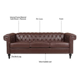 83.66 Inch Width Traditional Square Arm removable cushion 3 seater Sofa W68042995