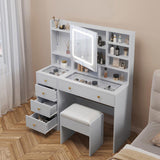 Pitted Particleboard With Triamine Coating, Tempered Glass Table Top, 5 Drawers, With Shelves, With 56813824
