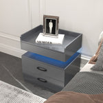 ZUN 1 Set Nightstand with Adjustable LED Strip Light, 2-drawers, Large Storage Space, Suitable for W368P239007