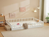 Fence Bed With Door With Board White Painted Pine Queen Children's Bed 95870434