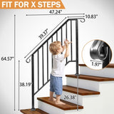 Matte Black Outdoor 3 Level Iron Handrail 33331120