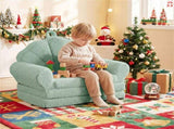 2-in-1 Flip Open Kids Sofa Lounger, Teddy Fleece Toddler Couch with Carry Handle for Ages 3 33867001