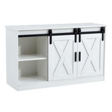 ZUN White decorative wooden TV / storage cabinet with two sliding barn doors, available for bedroom, 47276471