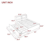ZUN Full Bed with Bookcase,Twin Trundle,Drawers,Grey 06409424