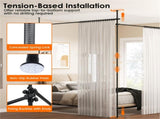 Drill-Free L-Shaped Room Divider Curtain Rod, Adjustable 28"-142"W x 4-10 ft H Heavy-Duty Partition 40379291