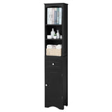 ZUN Tall Bathroom Cabinet, Freestanding Storage Cabinet with Drawer, MDF Board, Adjustable Shelf, Black WF289423AAB