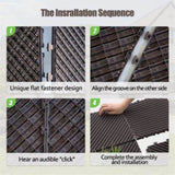 Patio Interlocking Deck Tiles, 12"x12" Square Composite Decking Tiles, Four Slat Plastic Outdoor W1859P224301