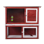 ZUN Wood Rabbit Hutch, Pet Playpen with 2 Stories, Ramp, Doors, Pull-out Tray, Water Bottle, Outdoor W2181P153136