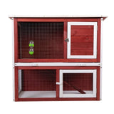 ZUN Wood Rabbit Hutch, Pet Playpen with 2 Stories, Ramp, Doors, Pull-out Tray, Water Bottle, Outdoor W2181P153136