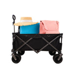 ZUN Folding Wagon, Heavy Duty Utility Beach Wagon Cart for Sand with Big Wheels, Adjustable Handle&Drink W321P163962