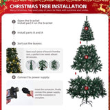 ZUN 7 FT Snow Tipped Artificial Christmas Tree with DIY 150 Warm Lights, Remote Control, 1100 Branch 78856463