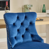 25" Counter Height Bar Stools Set of 2, Modern Velvet Barstools with Button Back&Rivet Trim W1143P217852