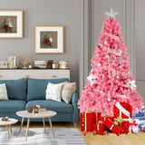 ZUN 6ft 1600 Branches PVC Christmas Tree Pink 61306166