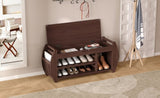 ZUN TREXM Retro Multifunctional Storage Bench with Cushion and Curved Side Panel for Entrance and Living N715P194061P