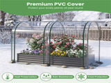 3-in-1 Raised Garden Bed with Greenhouse Cover 130 Gal Galvanized Metal Planter Box - Black 72350919