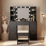 Black particleboard with a melamine finish, 7 drawers, 4 shelves, a dressing table set with 10 69112005