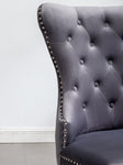 ZUN Montura Contemporary Tufted Velvet Chair with Nailhead Trim, Set of 2, Gray T2574P164575