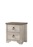 1pc Cottage Style Distressed 2 Drawer Nightstand Driftwood Finish Contrasting Weathered Brown Top B2741P353777