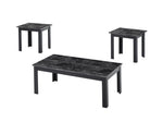 ZUN 3pc Set Traditional Style Rectangular Coffee Table Square Shape End Table Wooden Legs Black Finish B011P232910