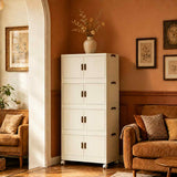 3 Tier Large Foldable Storage Cabinet with Wheels,Stackable Organizer Box for Kitchen Bathroom 13772375