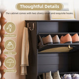 Mid-Century Narrow Design Tipping Bucket Shoe Cabinet with 4 Flip Drawers, Elegant Entryway Shoe N721P288701B