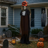 5.6ft Halloween Decorations Outdoor Life Size Animatronics Ghost with Pumpkin Head, Sound-Actived 26986288