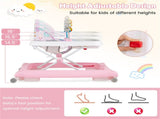 Pink Foldable Baby Walker with Detachable Tray & Shape Sorter Toys, 3-Level Height Adjustable for 94667255