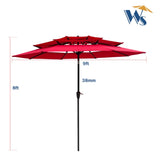 ZUN 9Ft 3-Tiers Outdoor Patio Umbrella with Crank and tilt and Wind Vents for Garden Deck Backyard Pool W65627937